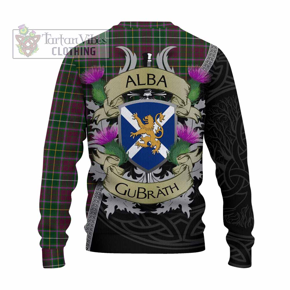 Tartan Vibes Clothing Crosbie Tartan Family Crest Knitted Sweater Lion Rampant Royal Thistle Shield Celtic Inspired