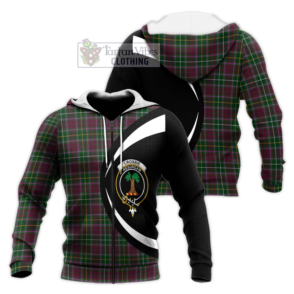 Crosbie Tartan Knitted Hoodie with Family Crest Circle Style Unisex Knitted Zip Hoodie - Tartan Vibes Clothing