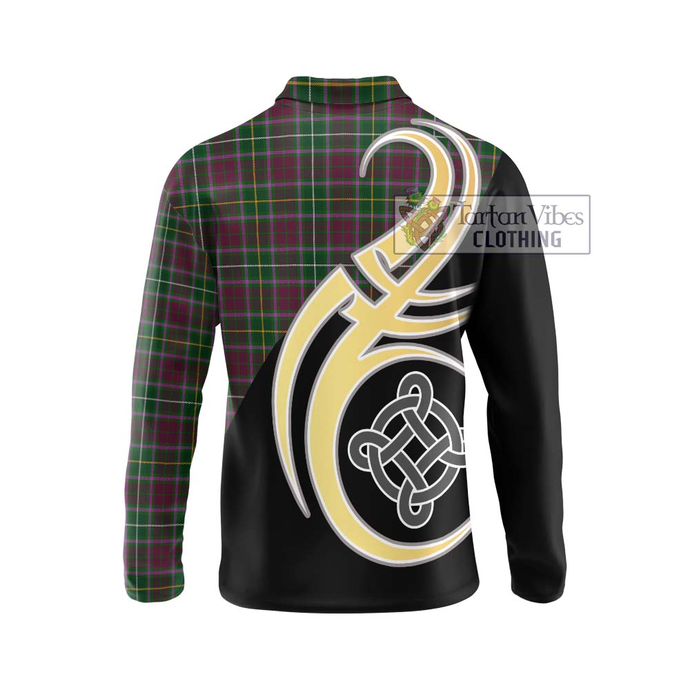 Crosbie Tartan Long Sleeve Polo Shirt with Family Crest and Celtic Symbol Style - Tartan Vibes Clothing