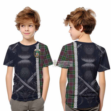 Tartan Vibes Clothing Crosbie Tartan Kid T-Shirt with Family Crest Cross Sword Thistle Celtic Vibes