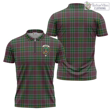 Crosbie Tartan Zipper Polo Shirt with Family Crest - Tartan Vibes Clothing