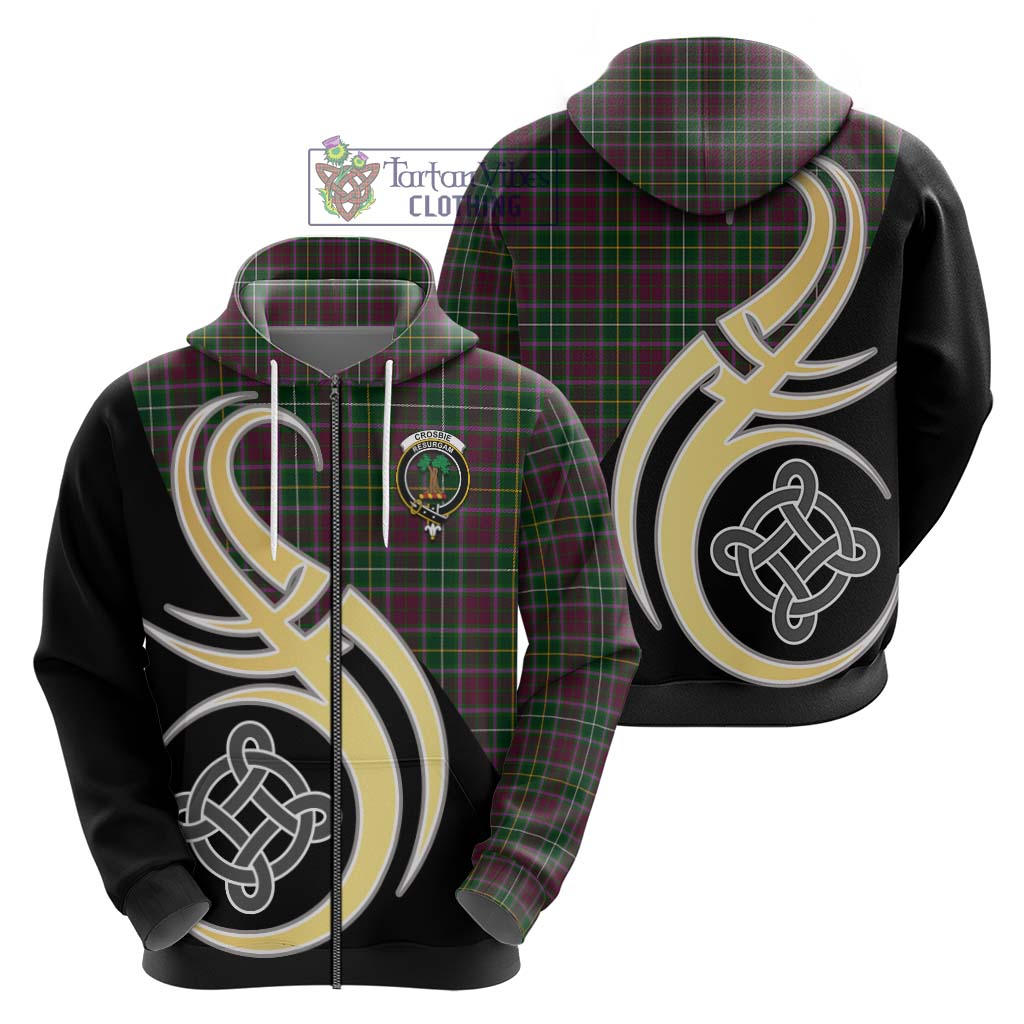 Crosbie Tartan Hoodie with Family Crest and Celtic Symbol Style - Tartan Vibes Clothing