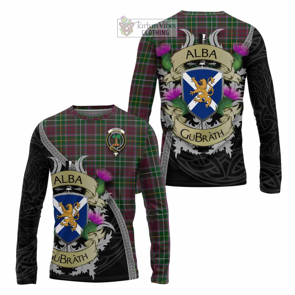 Tartan Vibes Clothing Crosbie Tartan Family Crest Long Sleeve T-Shirt Lion Rampant Royal Thistle Shield Celtic Inspired