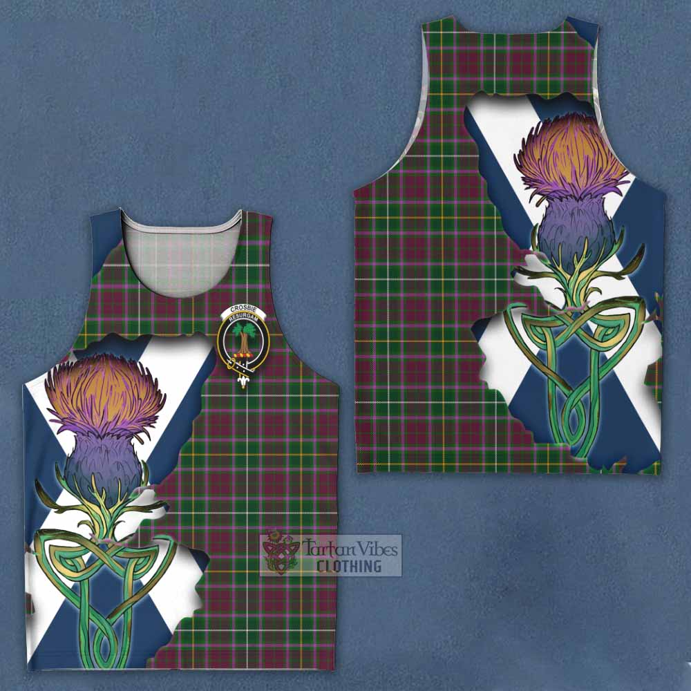 Tartan Vibes Clothing Crosbie Tartan Family Crest Men's Tank Top Scottish Thistle Celtic Inspired