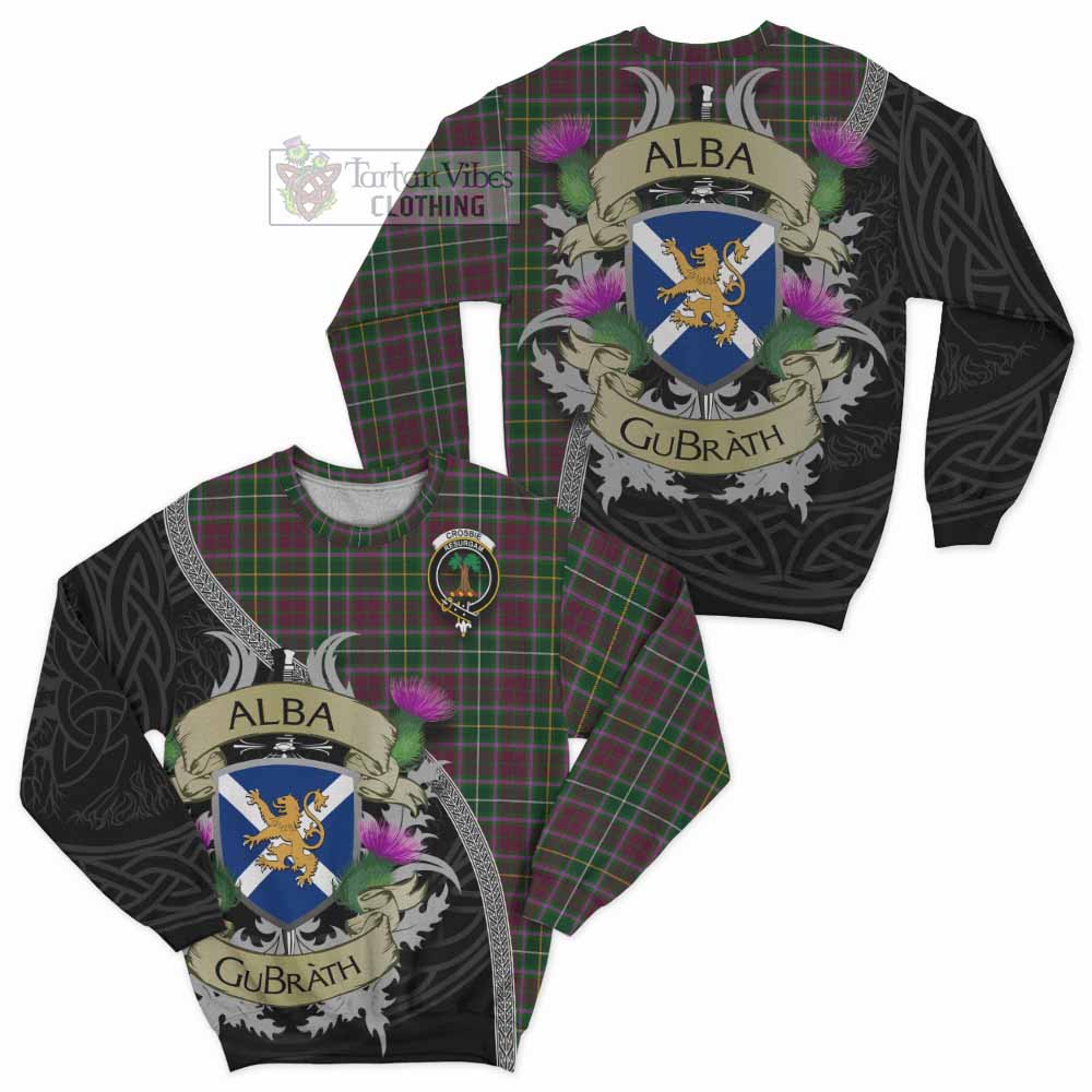 Tartan Vibes Clothing Crosbie Tartan Family Crest Sweatshirt Lion Rampant Royal Thistle Shield Celtic Inspired