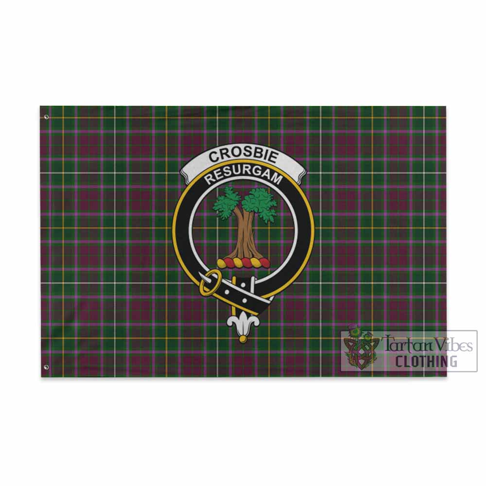 Tartan Vibes Clothing Crosbie Tartan House Flag with Family Crest