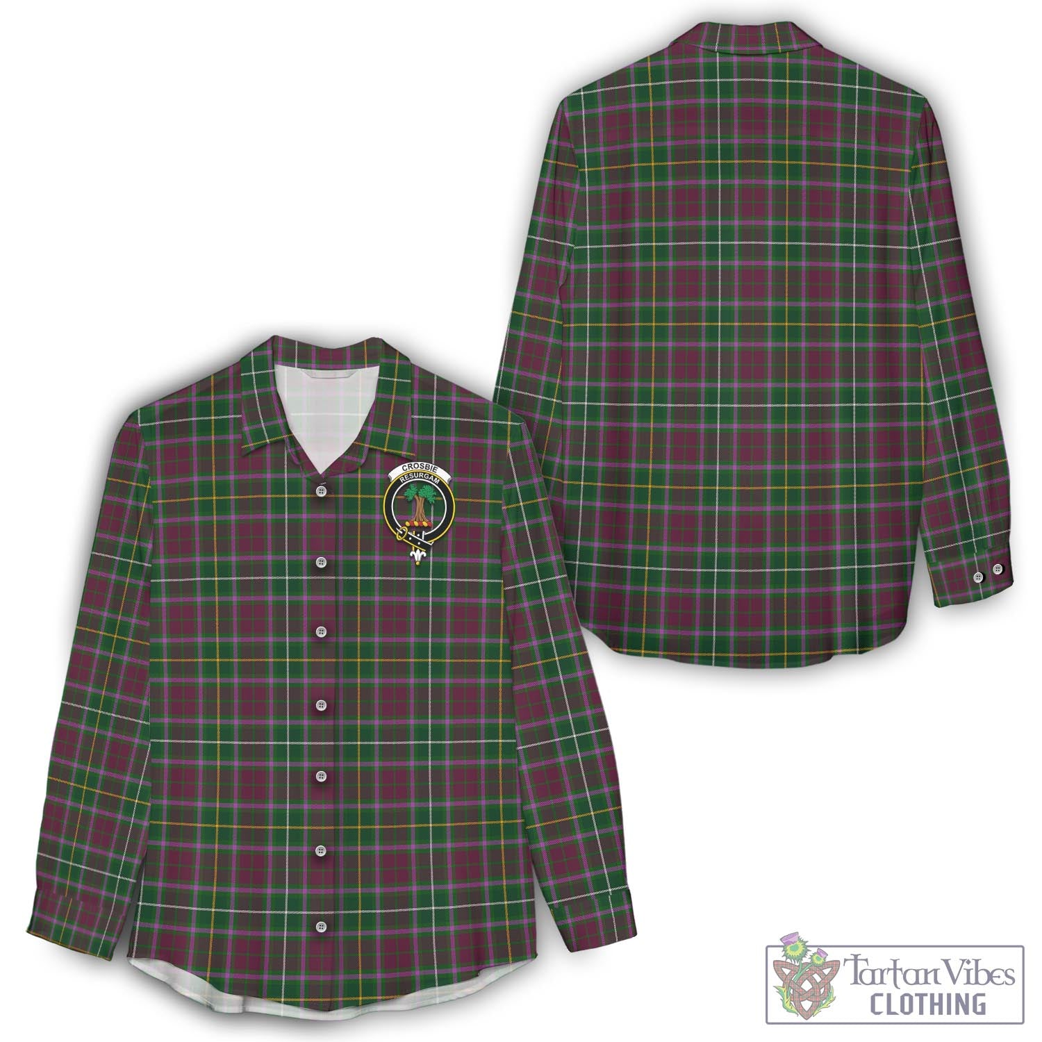 Crosbie Tartan Women's Casual Shirt with Family Crest - Tartan Vibes Clothing