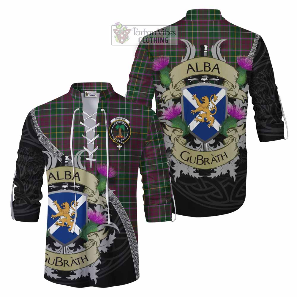 Tartan Vibes Clothing Crosbie Tartan Family Crest Ghillie Kilt Shirt Lion Rampant Royal Thistle Shield Celtic Inspired