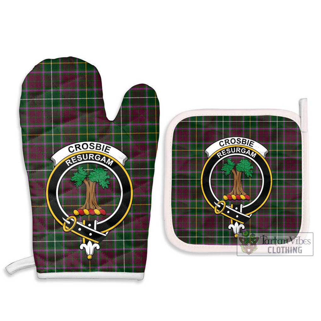 Crosbie Tartan Combo Oven Mitt & Pot-Holder with Family Crest Combo 1 Oven Mitt & 2 Pot-Holder White - Tartan Vibes Clothing