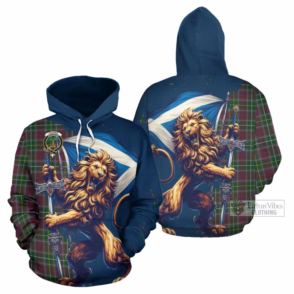 Crosbie Tartan Family Crest Hoodie with Scottish Majestic Lion