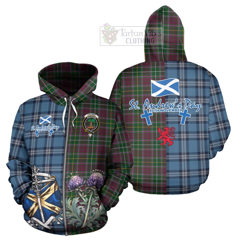 Tartan Vibes Clothing Crosbie Tartan Hoodie Happy St. Andrew's Day Half Tartan Style