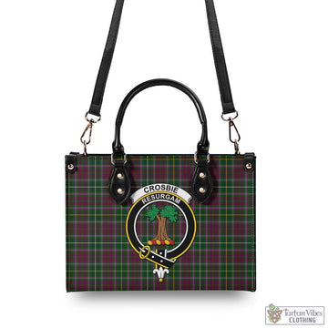 Crosbie Tartan Luxury Leather Handbags with Family Crest - Tartan Vibes Clothing