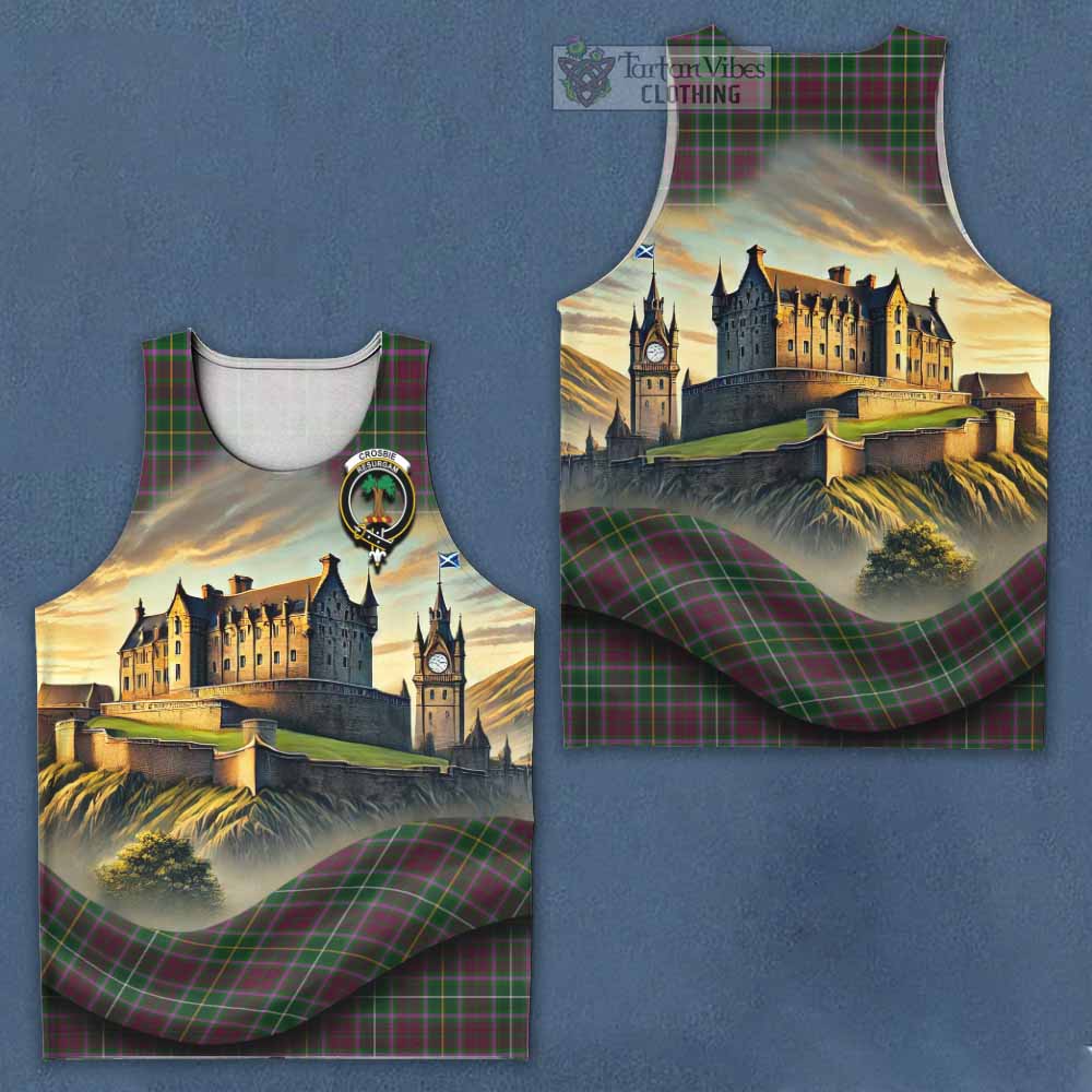 Tartan Vibes Clothing Crosbie Tartan Family Crest Men's Tank Top with Scottish Ancient Castle Style