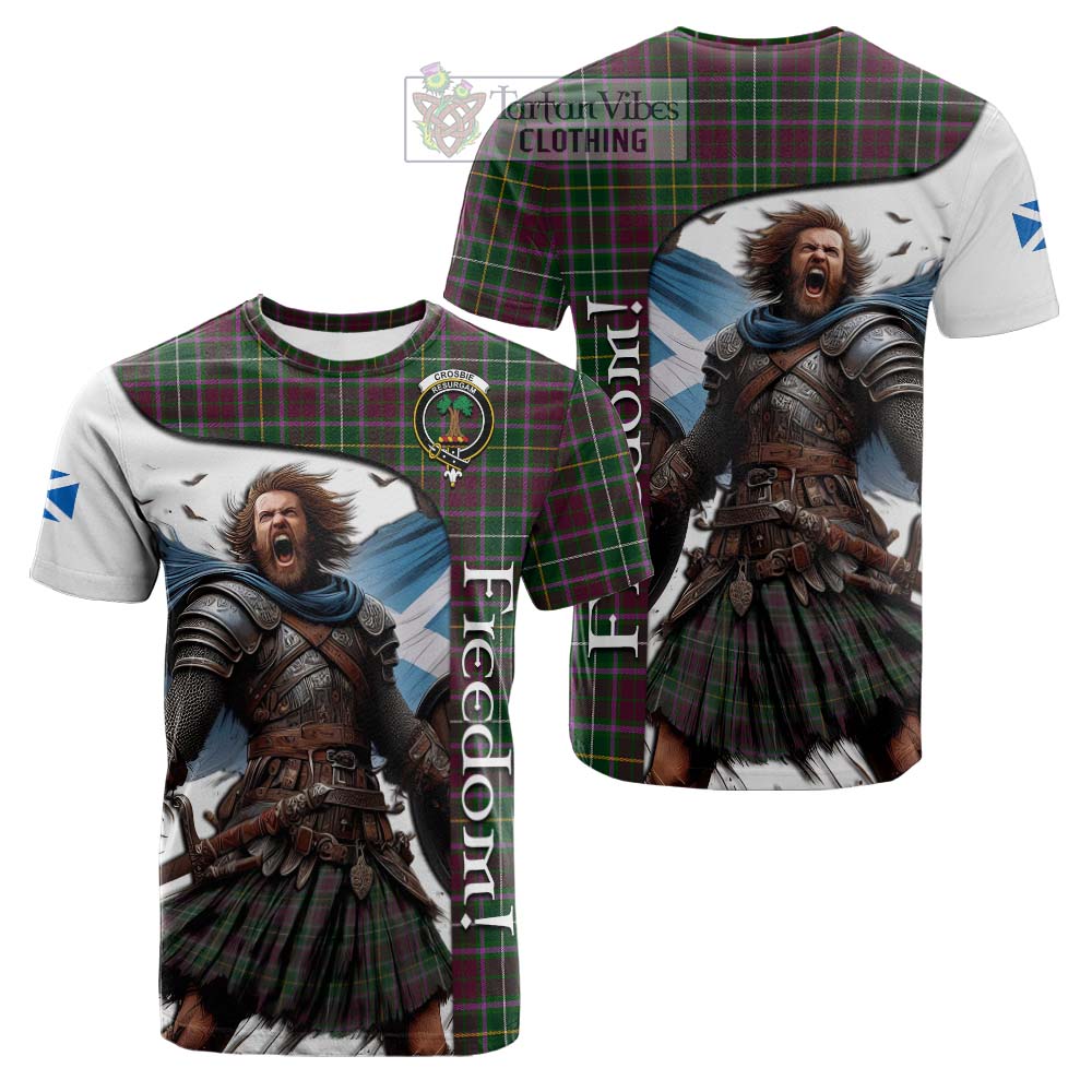 Tartan Vibes Clothing Crosbie Crest Tartan Cotton T-shirt Inspired by the Freedom of Scottish Warrior