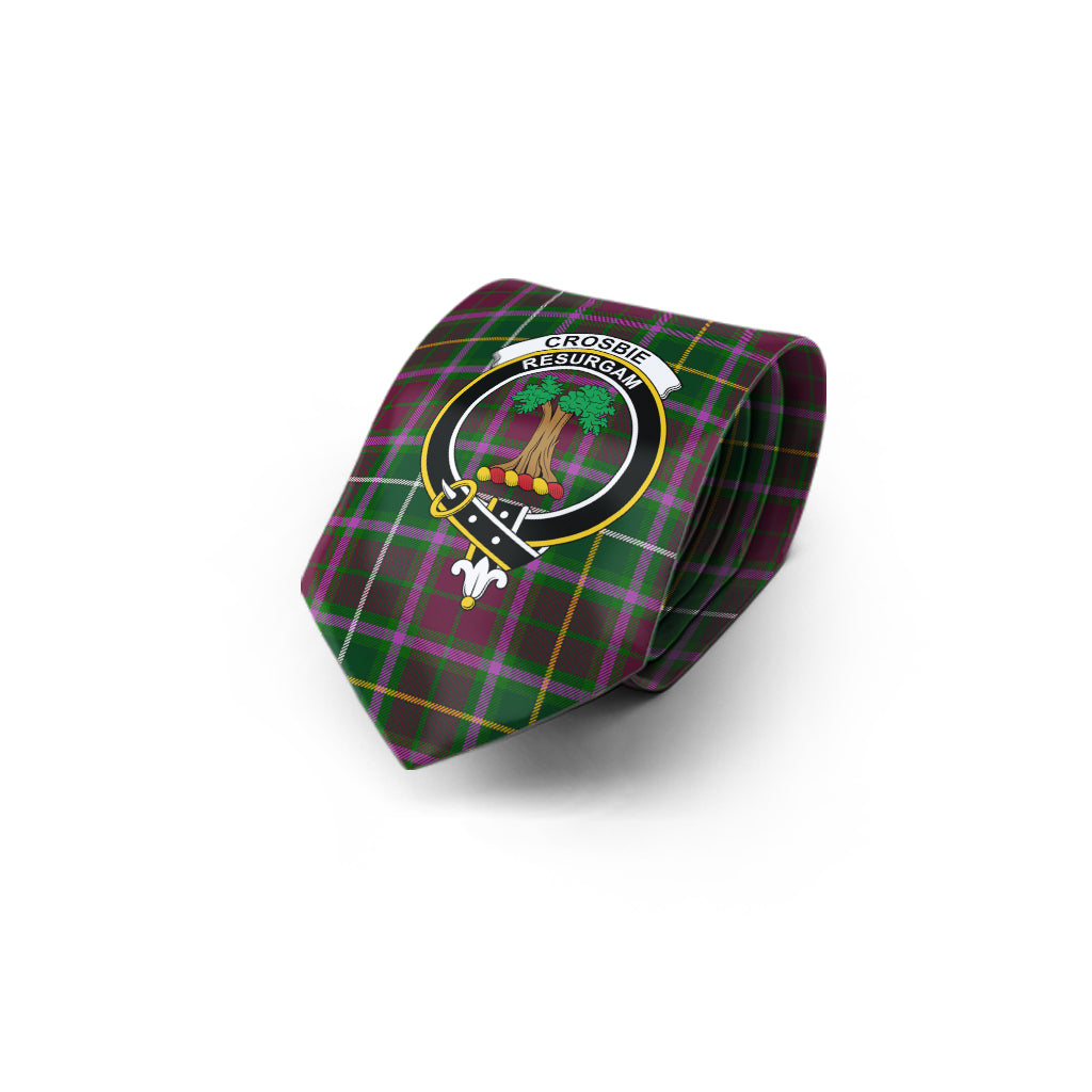 Crosbie Tartan Classic Necktie with Family Crest - Tartan Vibes Clothing