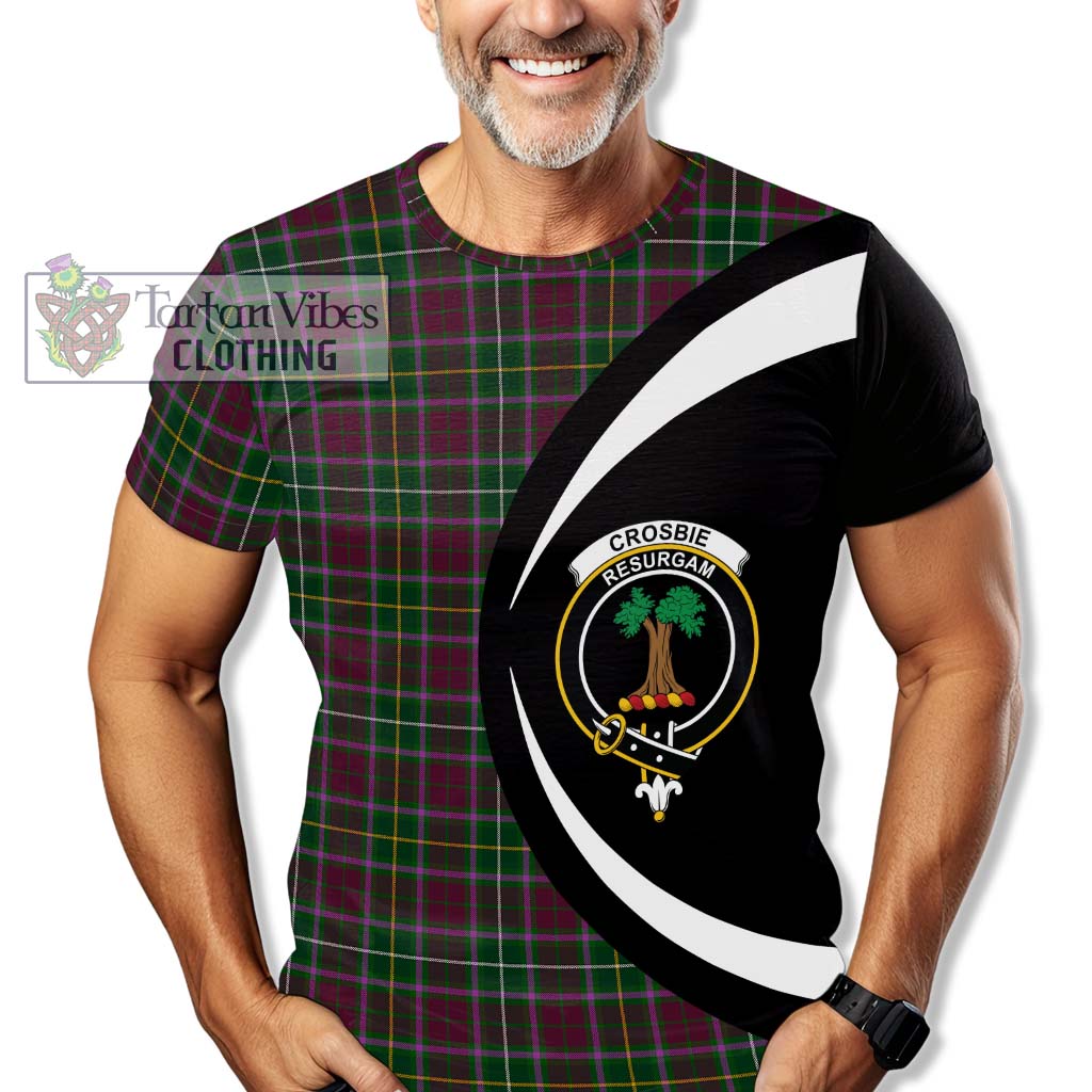 Crosbie Tartan T-Shirt with Family Crest Circle Style - Tartan Vibes Clothing