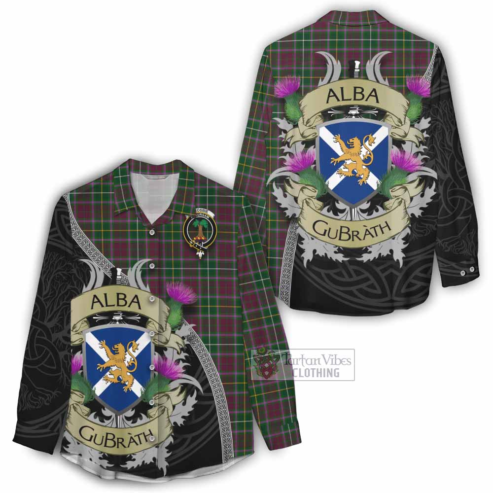 Tartan Vibes Clothing Crosbie Tartan Family Crest Women's Casual Shirt Lion Rampant Royal Thistle Shield Celtic Inspired