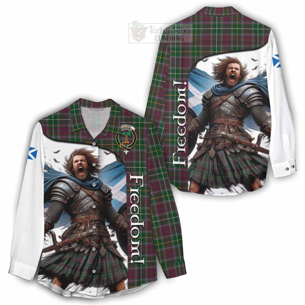 Tartan Vibes Clothing Crosbie Crest Tartan Women's Casual Shirt Inspired by the Freedom of Scottish Warrior