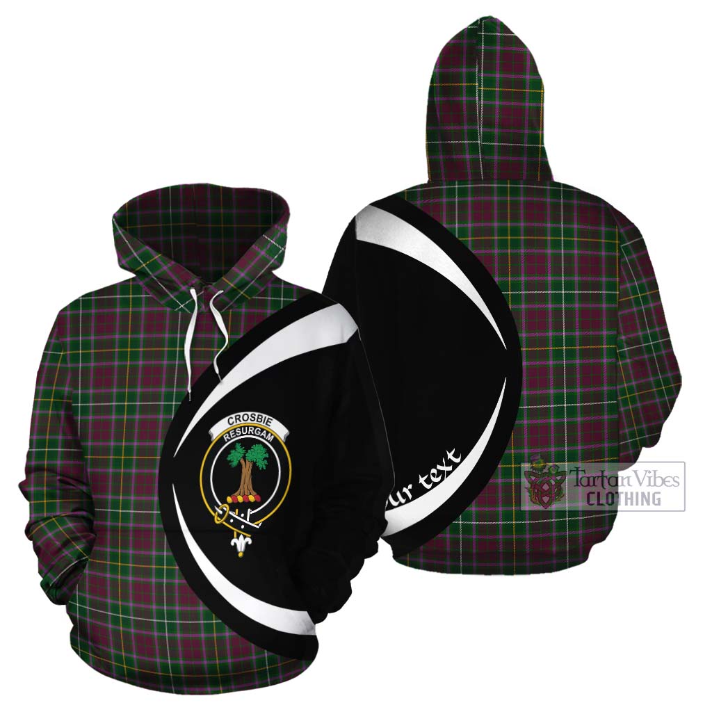 Tartan Vibes Clothing Crosbie Tartan Cotton Hoodie with Family Crest Circle Style