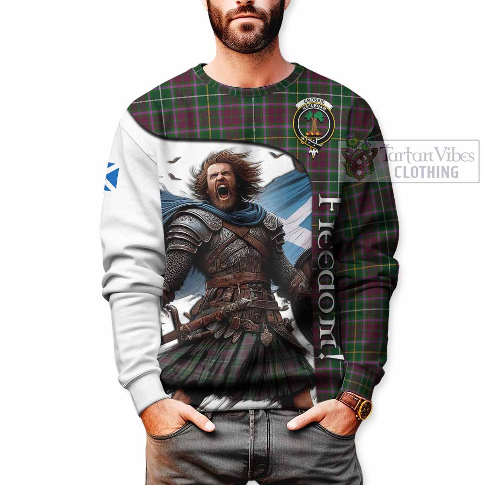 Crosbie Crest Tartan Sweatshirt Inspired by the Freedom of Scottish Warrior - Tartan Vibes Clothing