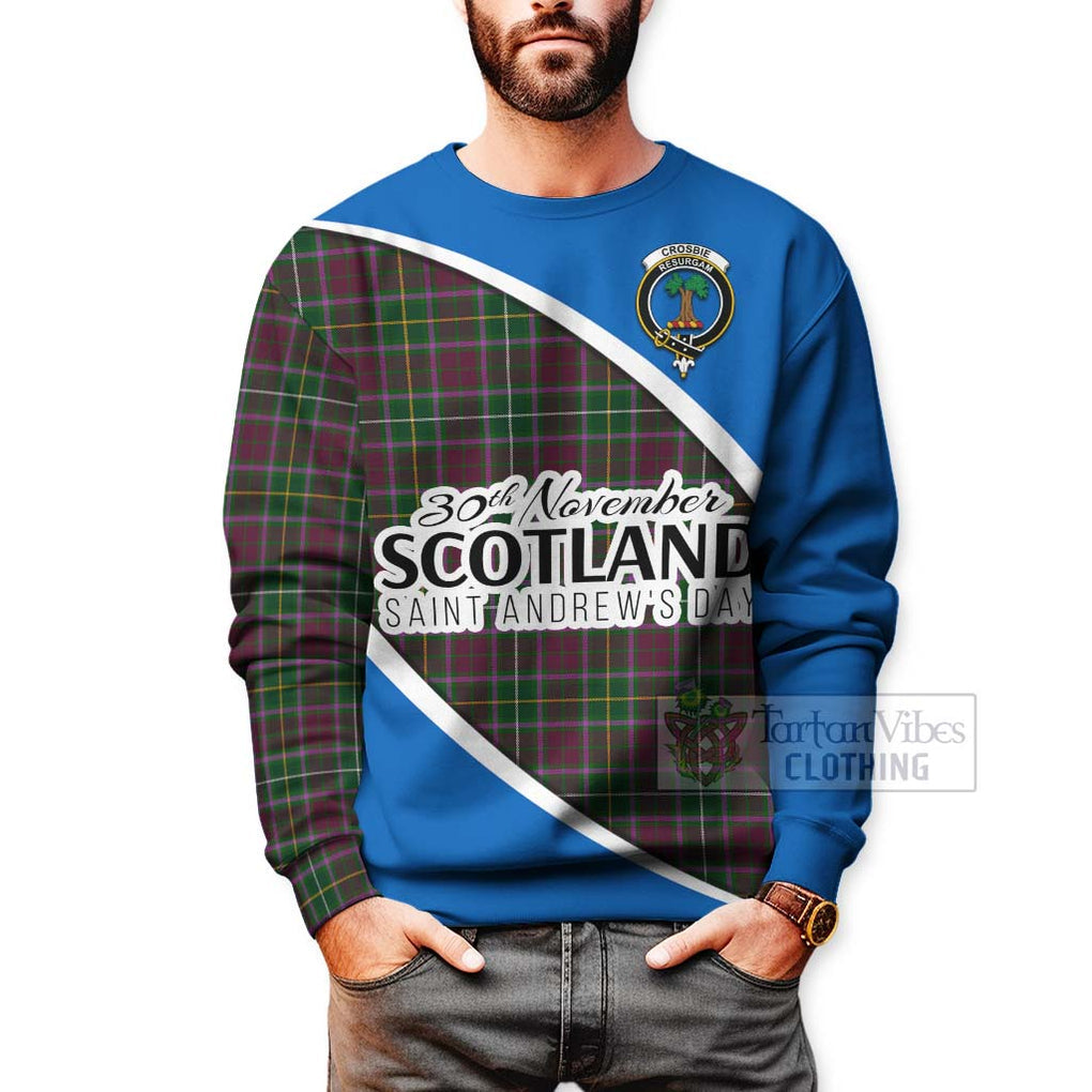 Tartan Vibes Clothing Crosbie Family Crest Tartan Sweatshirt Celebrate Saint Andrew's Day in Style