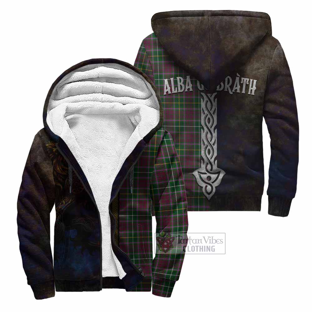 Tartan Vibes Clothing Crosbie Tartan Family Crest Sherpa Hoodie Alba Gu Brath Be Brave Lion Ancient Style