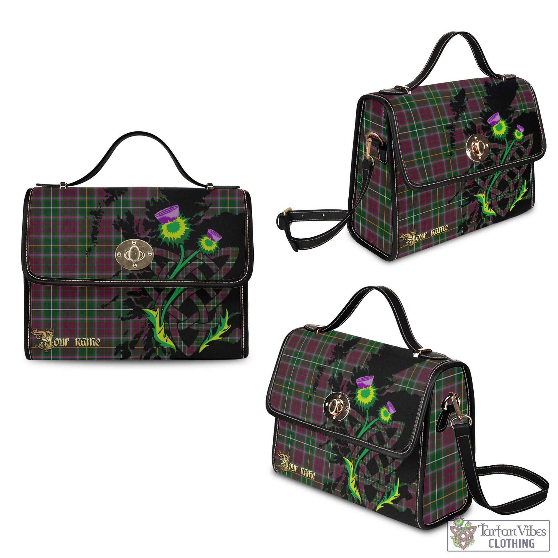 Tartan Vibes Clothing Crosbie Tartan Waterproof Canvas Bag with Scotland Map and Thistle Celtic Accents