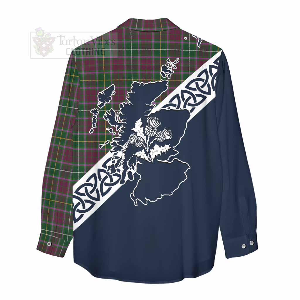Tartan Vibes Clothing Crosbie Tartan Women's Casual Shirt Featuring Thistle and Scotland Map