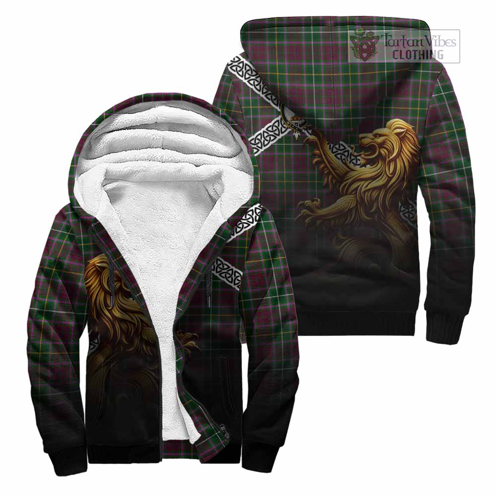 Crosbie Crest Tartan Sherpa Hoodie with Golden Lion Emblem Celtic Style Unisex - Tartan Vibes Clothing