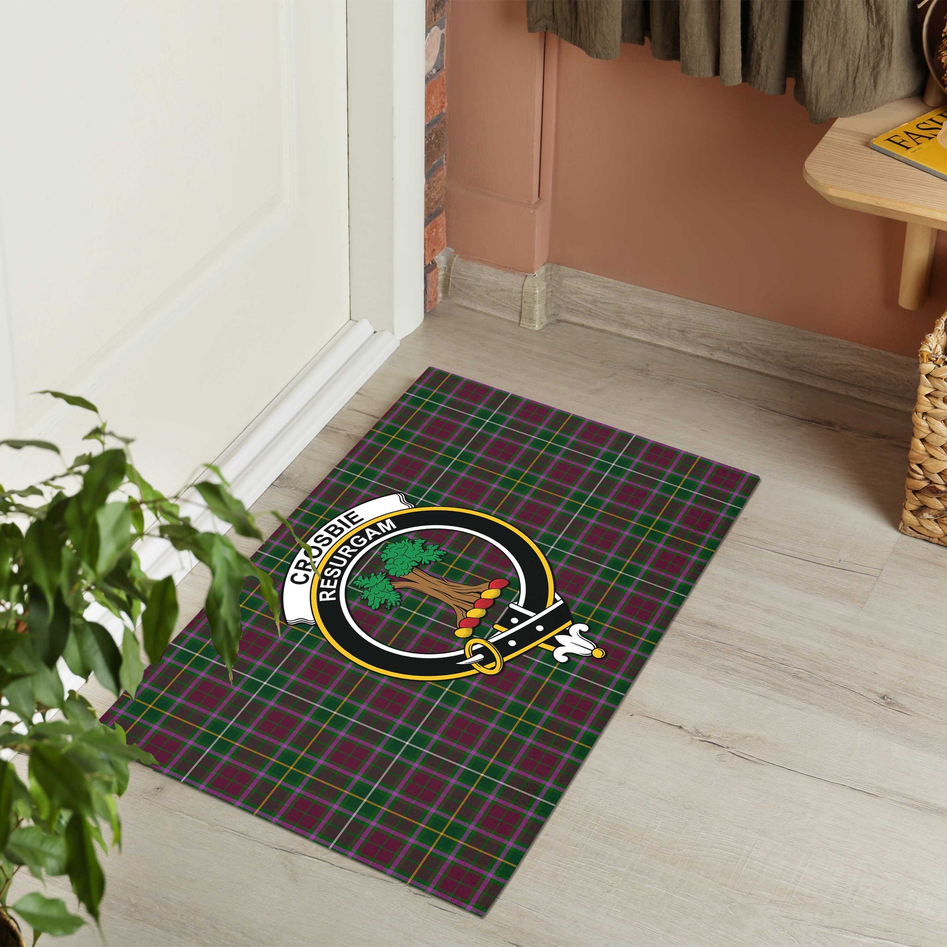 Crosbie Tartan Door Mat with Family Crest - Tartanvibesclothing