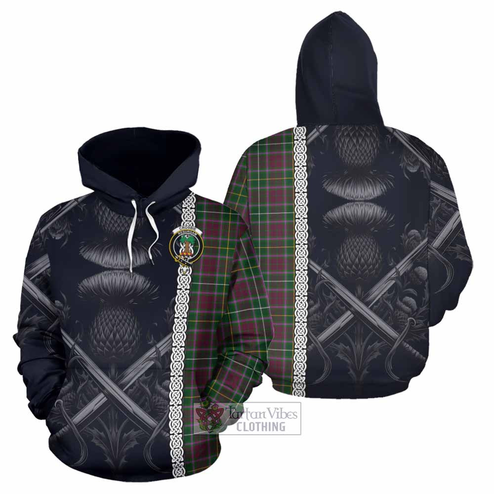 Tartan Vibes Clothing Crosbie Tartan Hoodie with Family Crest Cross Sword Thistle Celtic Vibes