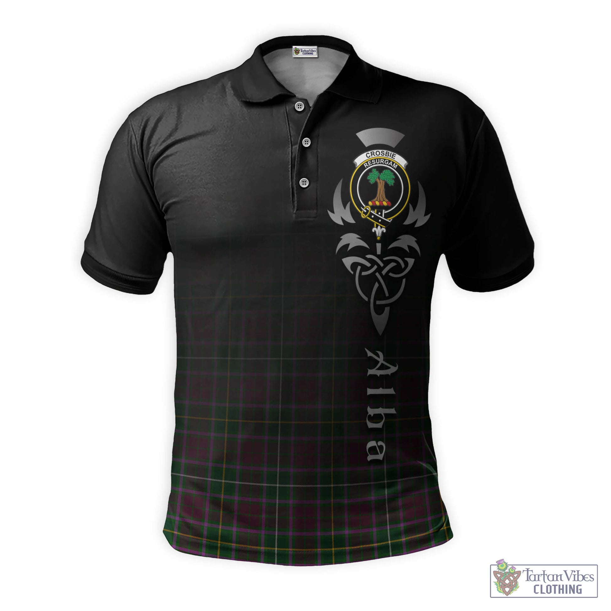 Tartan Vibes Clothing Crosbie Tartan Polo Shirt Featuring Alba Gu Brath Family Crest Celtic Inspired
