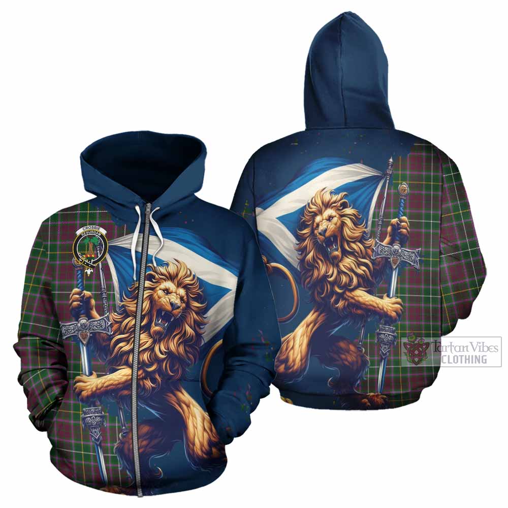 Crosbie Tartan Family Crest Hoodie with Scottish Majestic Lion