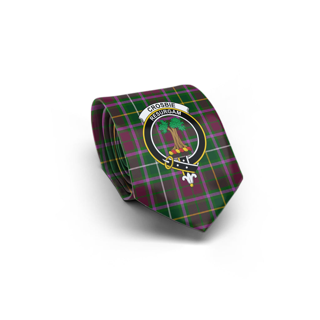 Crosbie Tartan Classic Necktie with Family Crest - Tartan Vibes Clothing