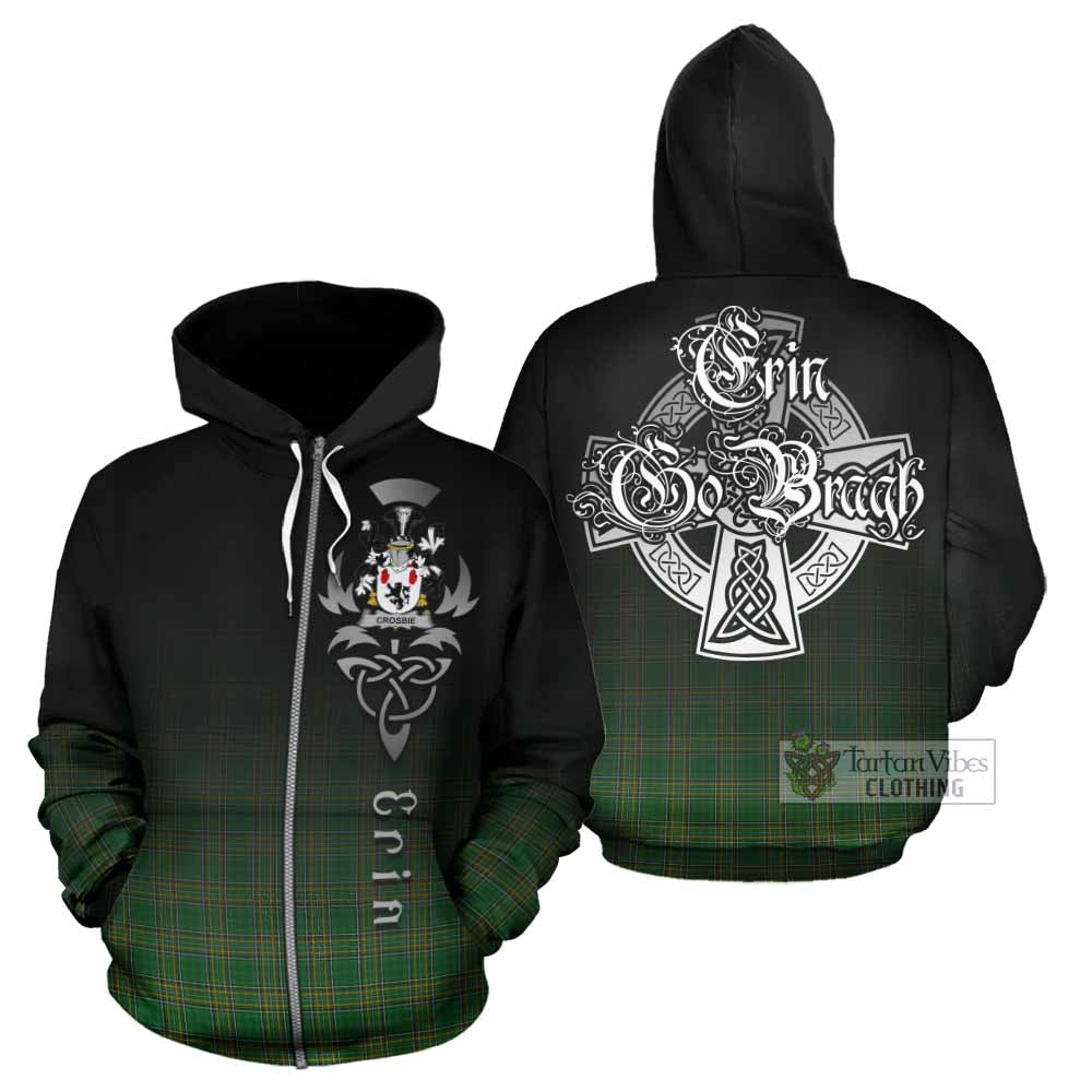 Tartan Vibes Clothing Crosbie Irish Clan Hoodie with Coat of Arms Erin Go Bragh Celtic Inspired