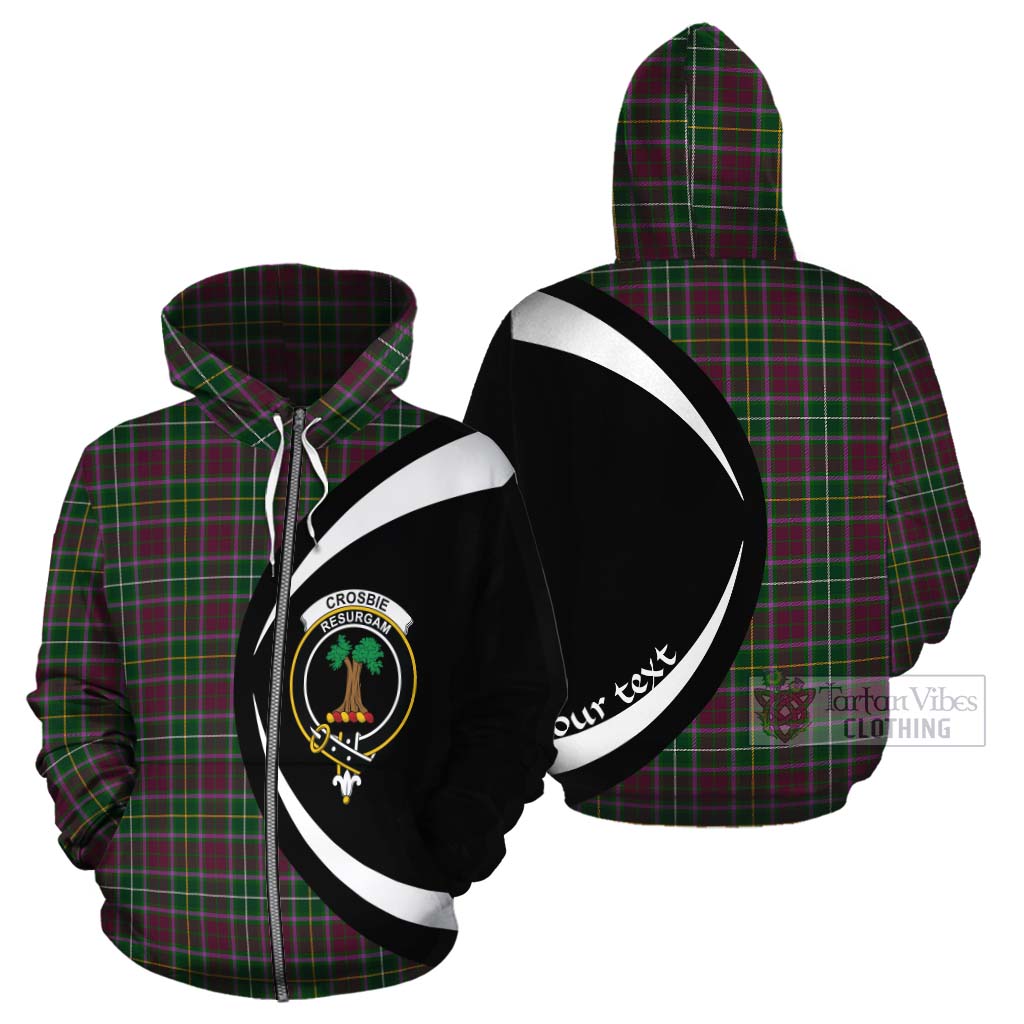 Tartan Vibes Clothing Crosbie Tartan Cotton Hoodie with Family Crest Circle Style