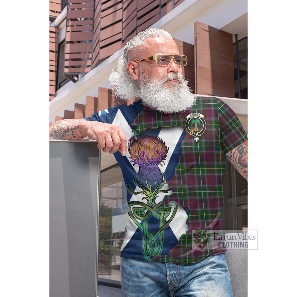 Tartan Vibes Clothing Crosbie Tartan Family Crest Cotton T-shirt Scottish Thistle Celtic Inspired