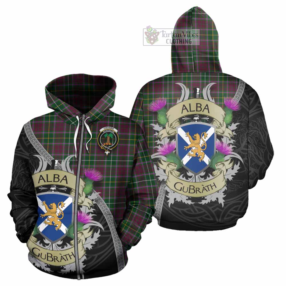 Tartan Vibes Clothing Crosbie Tartan Family Crest Hoodie Lion Rampant Royal Thistle Shield Celtic Inspired