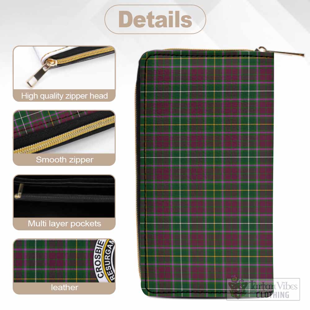 Tartan Vibes Clothing Crosbie Tartan Women's Leather Wallet with Family Crest