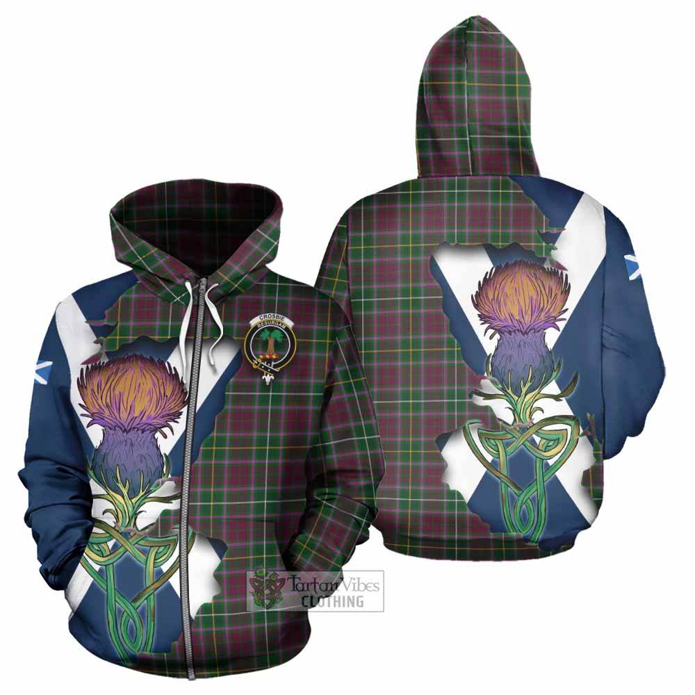 Tartan Vibes Clothing Crosbie Tartan Family Crest Hoodie Scottish Thistle Celtic Inspired
