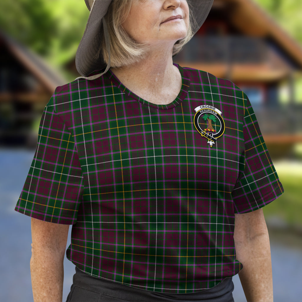 Crosbie Tartan T-Shirt with Family Crest - Tartan Vibes Clothing
