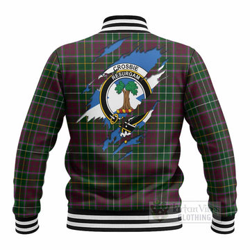 Crosbie Clan Crest In Me Tartan Baseball Jacket Scotland Flag Style