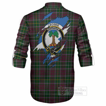 Crosbie Clan Crest In Me Tartan Ghillie Shirt Scotland Flag Style