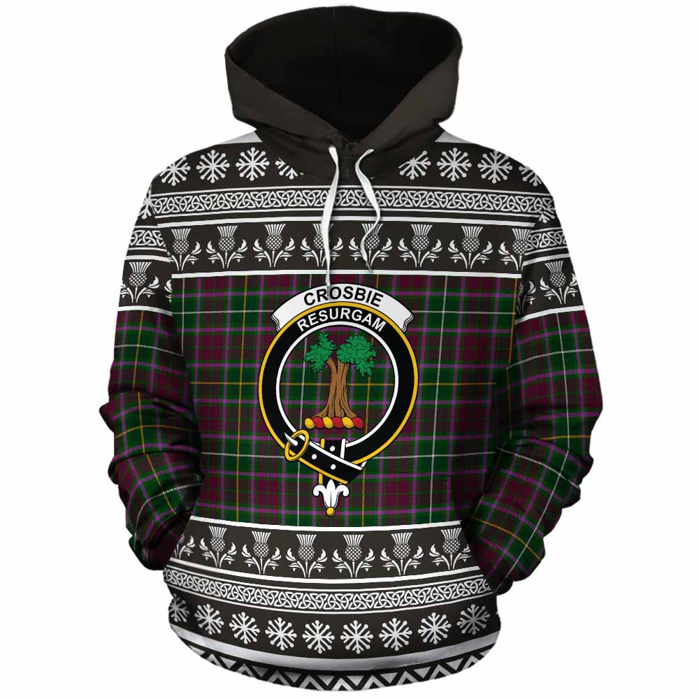 Crosbie Clan Tartan Christmas Cotton Hoodie with Family Crest - Tartan Vibes Clothing