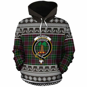 Crosbie Clan Tartan Christmas Cotton Hoodie with Family Crest - Tartan Vibes Clothing