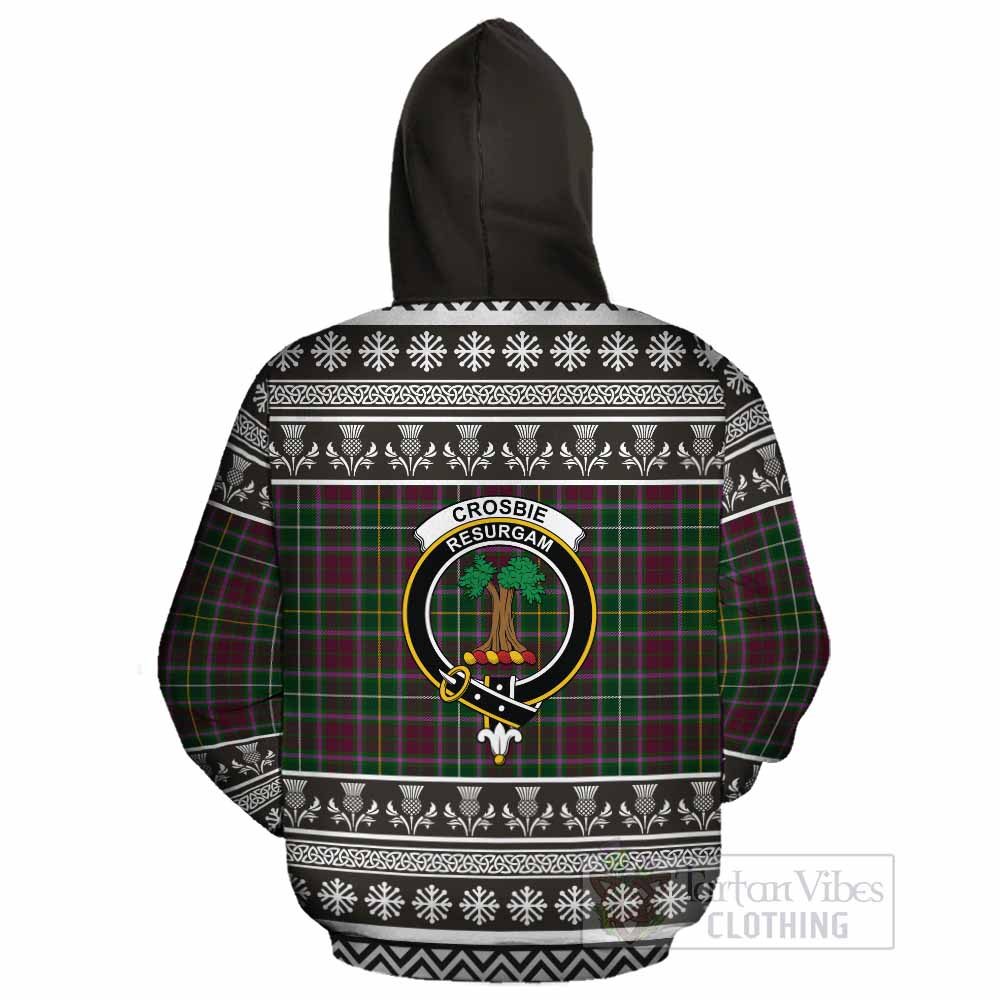 Crosbie Clan Tartan Christmas Cotton Hoodie with Family Crest - Tartan Vibes Clothing