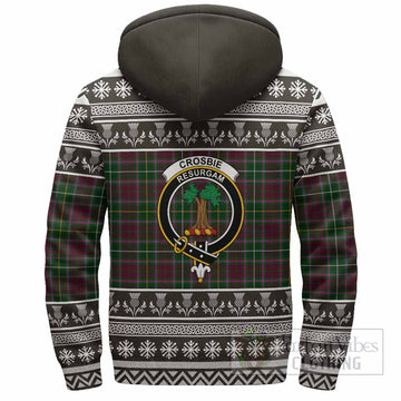 Crosbie Clan Tartan Christmas Fleece Hoodie with Family Crest - Tartan Vibes Clothing