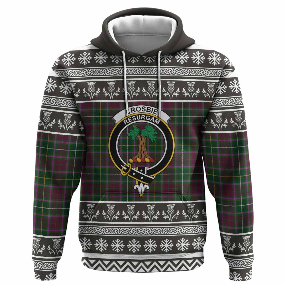 Crosbie Clan Tartan Christmas Hoodie with Family Crest - Tartan Vibes Clothing