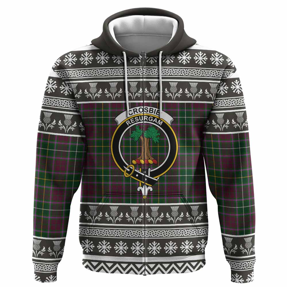 Crosbie Clan Tartan Christmas Hoodie with Family Crest - Tartan Vibes Clothing