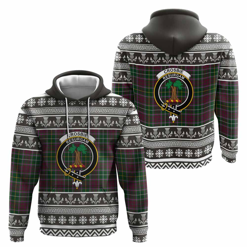 Crosbie Clan Tartan Christmas Hoodie with Family Crest - Tartan Vibes Clothing